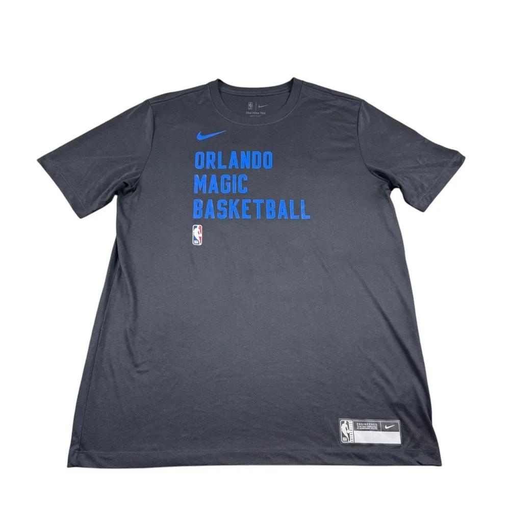 Nike‎ X Orlando Magic Engineered Black Graphic Spellout Mens Performance Shirt L